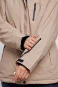 Оптом Горнолыжный костюм женский большого размера зимний бежевого цвета 03936B в  Красноярске, фото 8