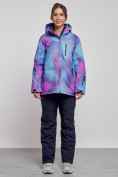 Оптом Горнолыжный костюм женский большого размера зимний фиолетового цвета 03936F, фото 2