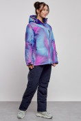 Оптом Горнолыжный костюм женский большого размера зимний фиолетового цвета 03936F в Уфе, фото 4