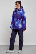 Оптом Горнолыжный костюм женский большого размера зимний синего цвета 03936S в Ростове-на-Дону, фото 3