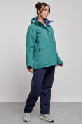 Оптом Горнолыжный костюм женский большого размера зимний зеленого цвета 03936Z в Перми, фото 3