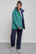 Оптом Горнолыжный костюм женский большого размера зимний зеленого цвета 03936Z в Перми, фото 6