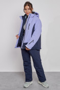 Оптом Горнолыжный костюм женский большого размера зимний фиолетового цвета 03960F в Самаре, фото 9