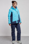 Оптом Горнолыжный костюм женский большого размера зимний голубого цвета 03960Gl, фото 2