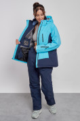 Оптом Горнолыжный костюм женский большого размера зимний голубого цвета 03960Gl, фото 9
