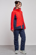 Оптом Горнолыжный костюм женский большого размера зимний красного цвета 03960Kr в Челябинске, фото 2