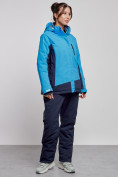 Оптом Горнолыжный костюм женский большого размера зимний синего цвета 03960S, фото 3