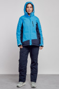 Оптом Горнолыжный костюм женский большого размера зимний синего цвета 03960S в Перми, фото 5