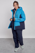Оптом Горнолыжный костюм женский большого размера зимний синего цвета 03960S в Сочи, фото 6