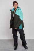 Оптом Горнолыжный костюм женский большого размера зимний бирюзового цвета 03963Br в Сочи, фото 10