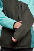 Оптом Горнолыжный костюм женский большого размера зимний бирюзового цвета 03963Br в Сочи, фото 6