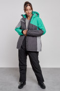 Оптом Горнолыжный костюм женский большого размера зимний зеленого цвета 03963Z, фото 6