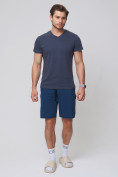 Оптом Летние шорты трикотажные мужские темно-синего цвета 050620TS, фото 3