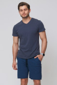 Оптом Летние шорты трикотажные мужские темно-синего цвета 050620TS, фото 2