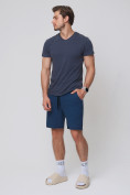 Оптом Летние шорты трикотажные мужские темно-синего цвета 050620TS, фото 4
