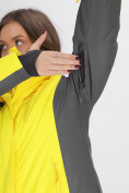 Оптом Горнолыжная куртка женская желтого цвета 052001J, фото 11