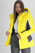 Оптом Горнолыжная куртка женская желтого цвета 052001J, фото 13