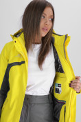 Оптом Горнолыжная куртка женская желтого цвета 052001J, фото 14