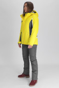 Оптом Горнолыжная куртка женская желтого цвета 052001J, фото 3