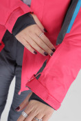 Оптом Горнолыжная куртка женская розового цвета 052001R, фото 8