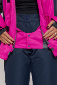 Оптом Горнолыжная костюм женский большого размера розового цвета 052012R в Казани, фото 14
