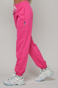 Оптом Джоггеры спортивные трикотажные женские розового цвета 053R, фото 13