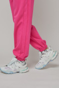 Оптом Джоггеры спортивные трикотажные женские розового цвета 053R, фото 17