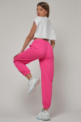 Оптом Джоггеры спортивные трикотажные женские розового цвета 053R, фото 9