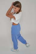 Оптом Джоггеры спортивные трикотажные женские синего цвета 053S, фото 8