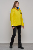 Оптом Горнолыжная куртка женская зимняя желтого цвета 05J в Казани, фото 13