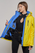 Оптом Горнолыжная куртка женская зимняя желтого цвета 05J в Казани, фото 9