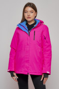 Оптом Горнолыжная куртка женская зимняя розового цвета 05R в Екатеринбурге