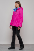 Оптом Горнолыжная куртка женская зимняя розового цвета 05R в Казани, фото 10