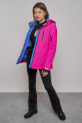 Оптом Горнолыжная куртка женская зимняя розового цвета 05R в Казани, фото 17