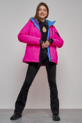 Оптом Горнолыжная куртка женская зимняя розового цвета 05R в Казани, фото 18