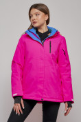 Оптом Горнолыжная куртка женская зимняя розового цвета 05R в Казани, фото 2