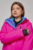 Оптом Горнолыжная куртка женская зимняя розового цвета 05R в Казани, фото 5