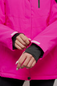 Оптом Горнолыжная куртка женская зимняя розового цвета 05R в Казани, фото 6