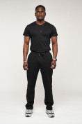 Оптом Брюки штаны спортивные с карманами мужские черного цвета 061Ch