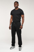 Оптом Брюки штаны спортивные с карманами мужские черного цвета 061Ch, фото 2