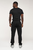 Оптом Брюки штаны спортивные с карманами мужские черного цвета 061Ch в Казани, фото 4