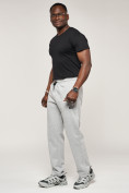 Оптом Брюки штаны спортивные с карманами мужские светло-серого цвета 061SS, фото 3