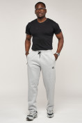 Оптом Брюки штаны спортивные с карманами мужские светло-серого цвета 061SS, фото 5