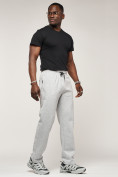 Оптом Брюки штаны спортивные с карманами мужские светло-серого цвета 061SS, фото 6