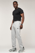 Оптом Брюки штаны спортивные с карманами мужские светло-серого цвета 061SS, фото 7