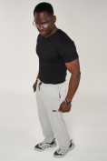 Оптом Брюки штаны спортивные с карманами мужские светло-серого цвета 061SS, фото 17