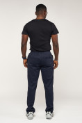 Оптом Брюки штаны спортивные с карманами мужские темно-синего цвета 061TS, фото 6