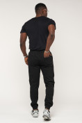Оптом Брюки джоггеры спортивные с карманами мужские черного цвета 062Ch, фото 5