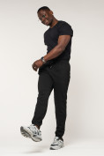 Оптом Брюки джоггеры спортивные с карманами мужские черного цвета 062Ch, фото 7