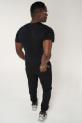 Оптом Брюки джоггеры спортивные с карманами мужские черного цвета 062Ch, фото 9